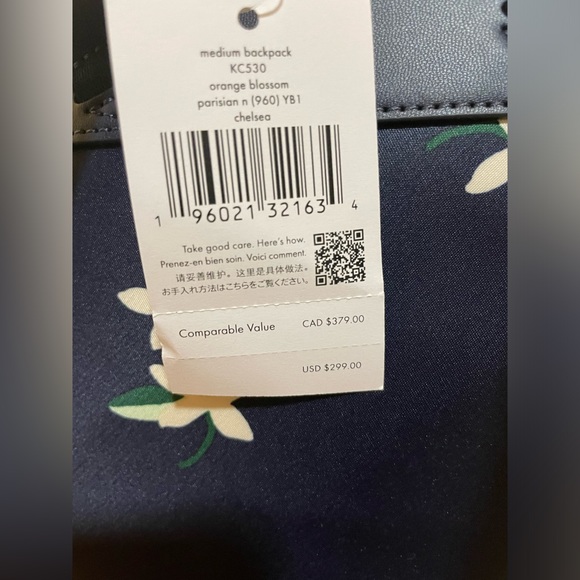 NWT Kate Spade Orange Blossom Chelsea Nylon Medium Backpack - Picture 4 of 8